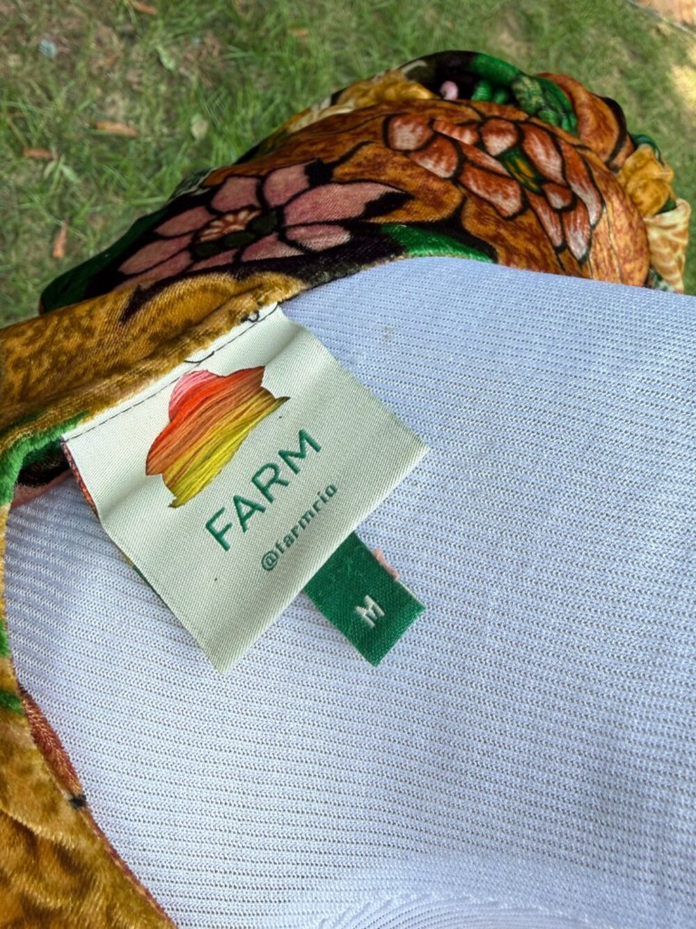 Farm Rio Garden Velvet Midi Dress M - Picture 5 of 5